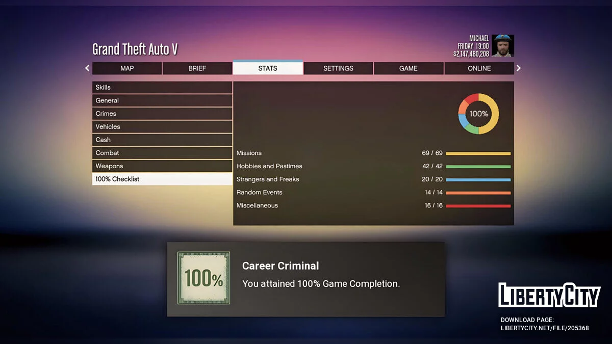 100% Сохранение игры / GTA 5