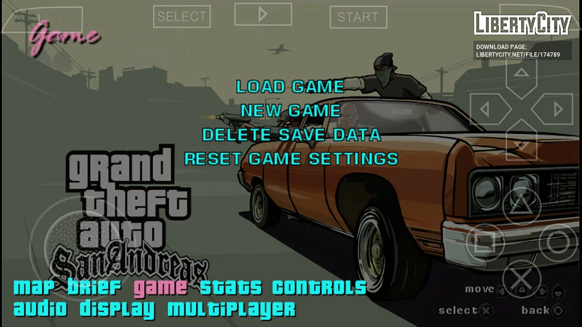 Меню в стиле San Andreas / GTA Vice City Stories